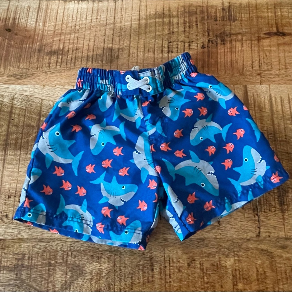 3-6m OP sharks swim trunks baby boy very stretchy waist band blue orange gray